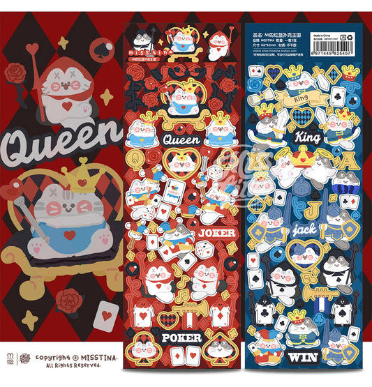 "MISSTINA" MI's red and blue Poker Kingdom plain laser film stickers original waterproof notebook stickers