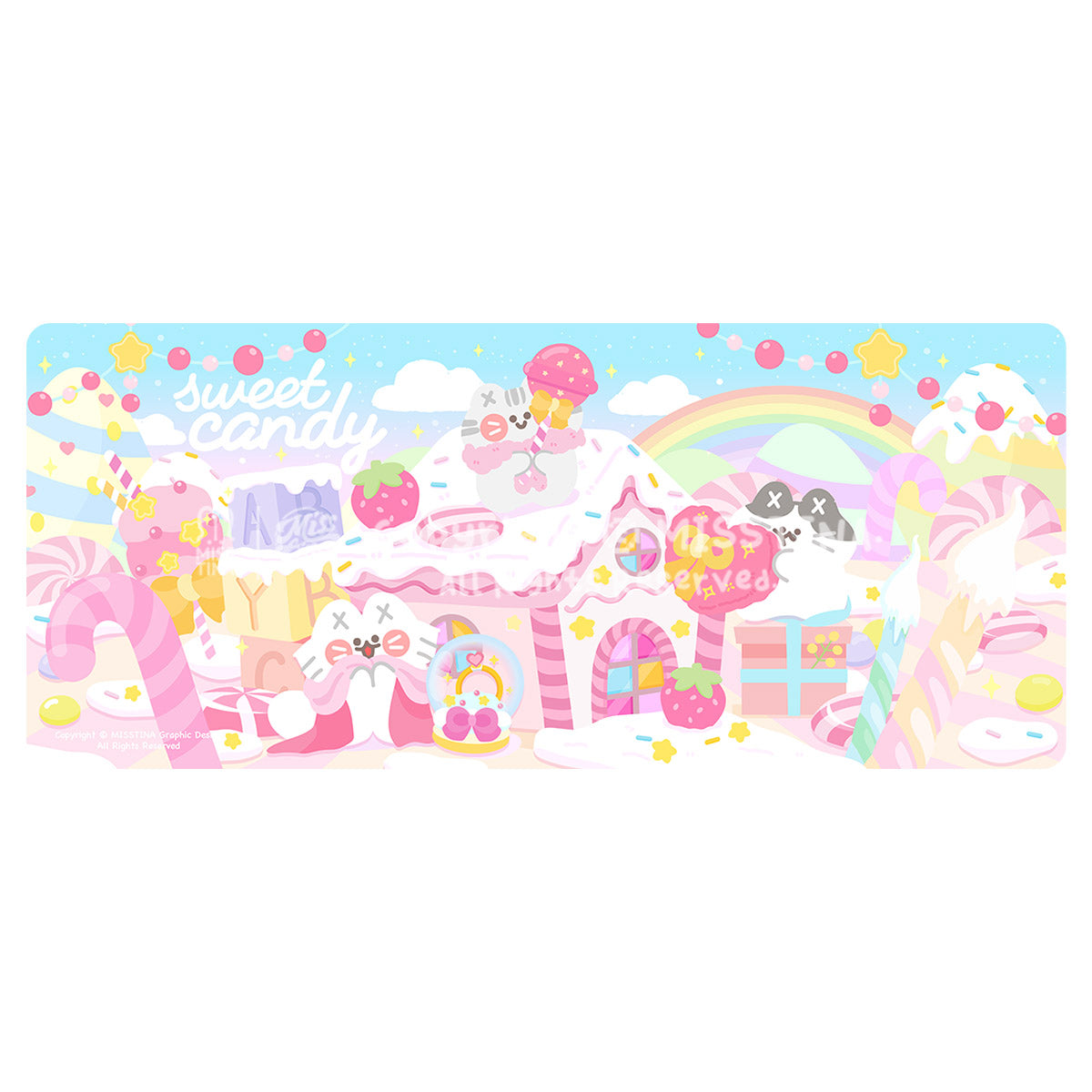 「MISSTINA」 cute MI mouse pad for girls, super large office game study computer keyboard non-slip desk mat